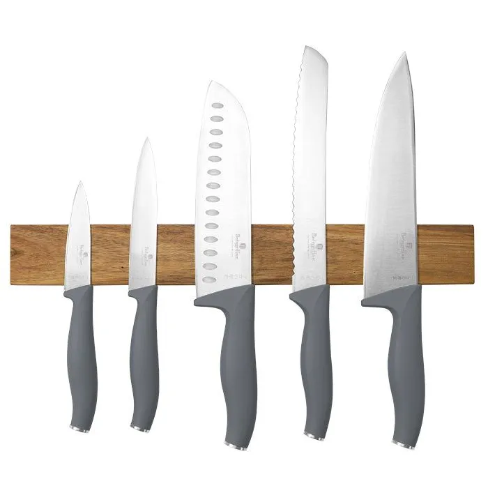 Berlinger Haus 6-Piece Stainless Steel Knife Set with Magnetic Hanger - ASPEN