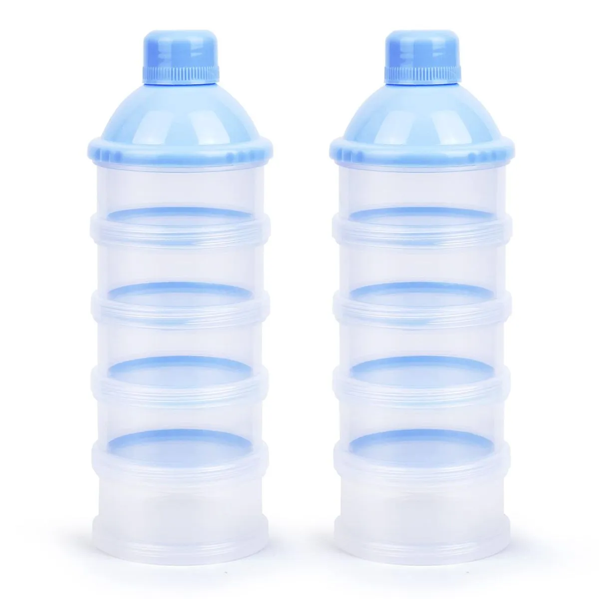 2Piece 5-Layer Baby Milk Powder Dispenser, Portable 100ml Storage Pots - Blue