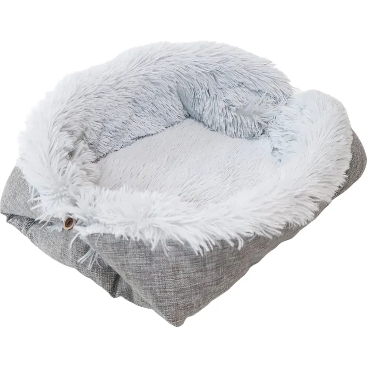 Plush Warm Cat Bed Dog Bed Dual-Purpose Foldable Half-Cover Pet
