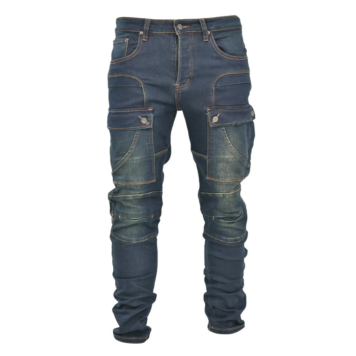 Utility Panel Cargo Denim Jeans - Dark Indigo