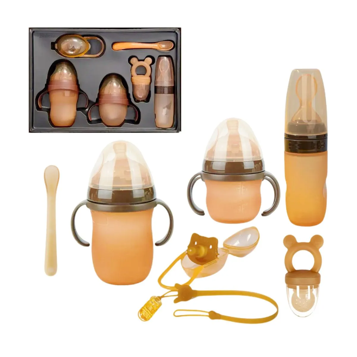 Baby Feeding Bottle, Spoon & Pacifier 6 Piece Newborn Stater Set