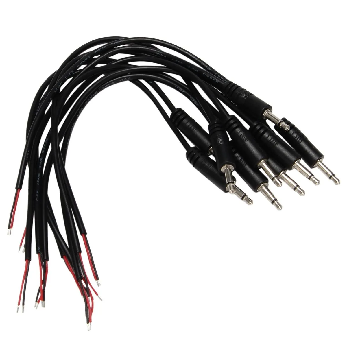 10Pcs Male Plug to Bare End 2 Pole Mono 1/8inch 3.5mm Jack Cable
