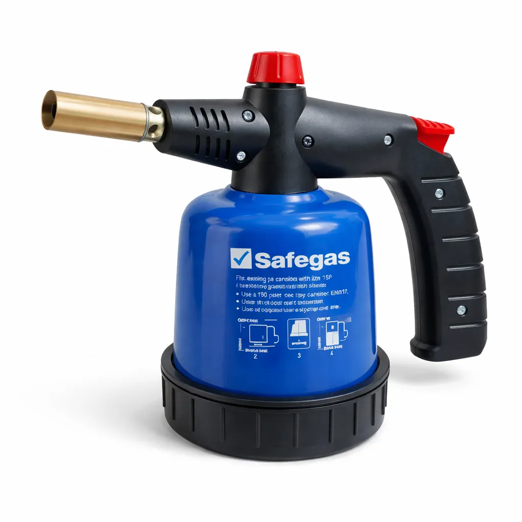 Safegas SBL-15P Butane Blowtorch -Self-Ignite Piezo Flame Control Gas Torch