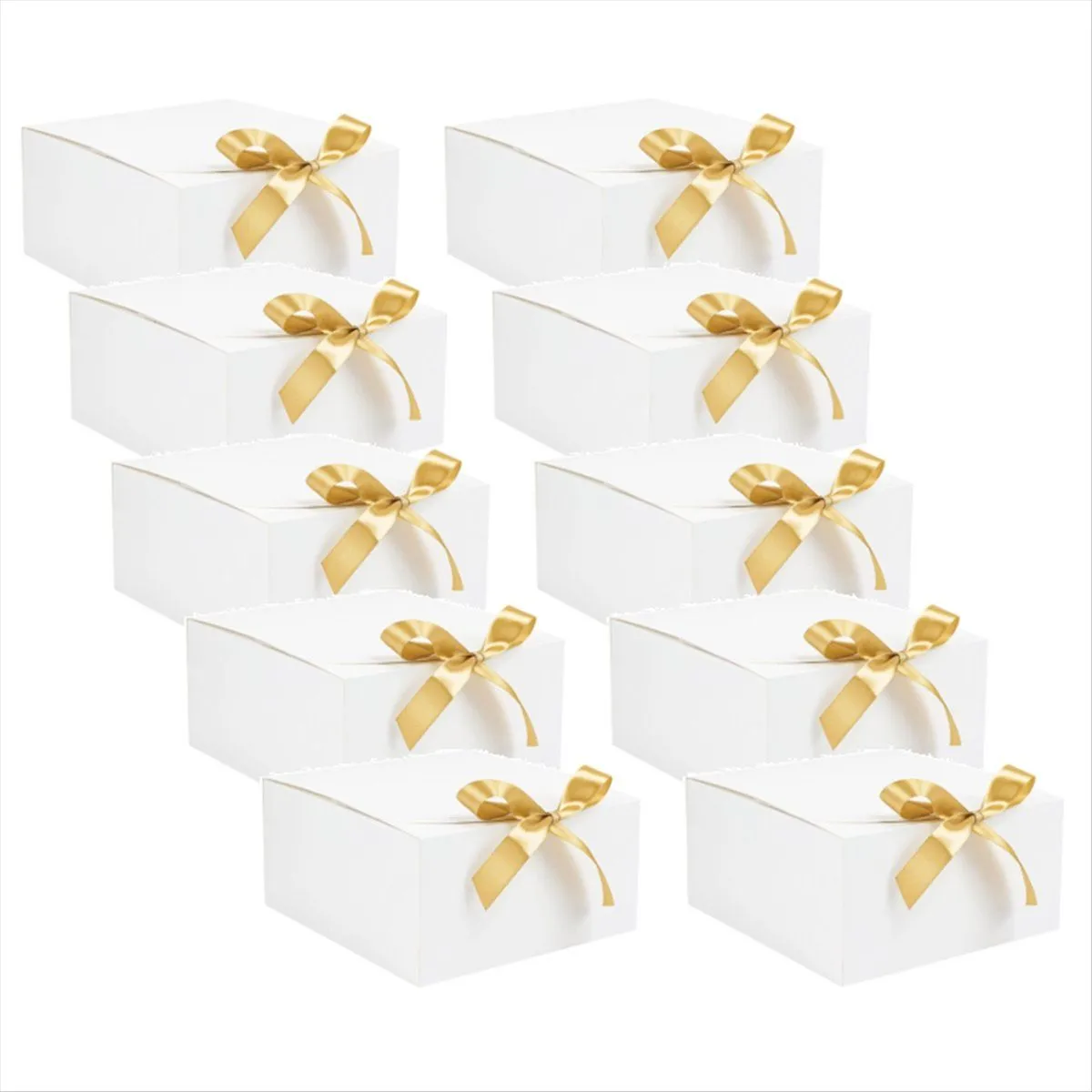 10 Pack White Gift Boxes with Lids 8x8X4 Inch Groomsmen Proposal Box