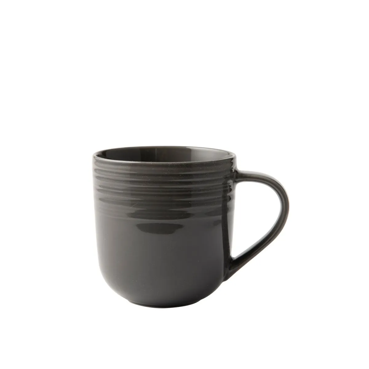 JENNA CLIFFORD - Embossed Lines Coffee Mug - Set of 4 - Dark Grey