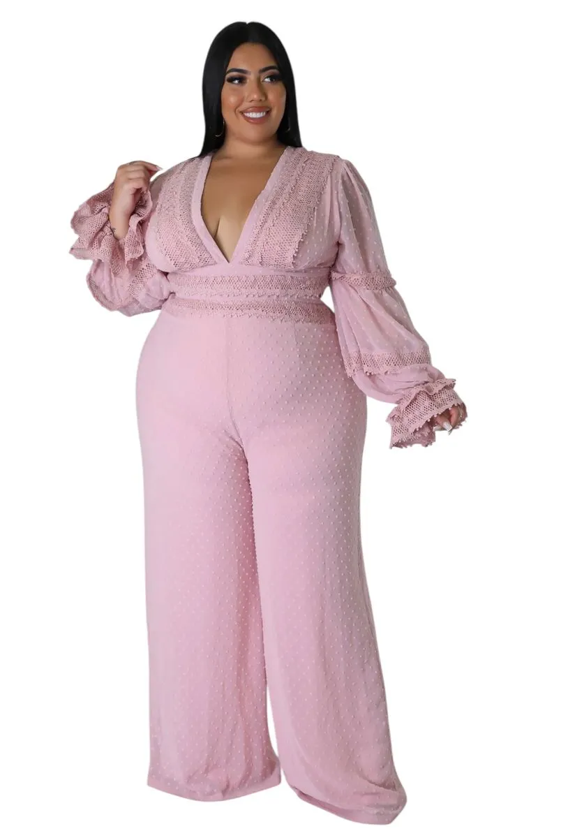 Wardrobenthings Catch UP High Quality Plus Size Pink Jumpsuit