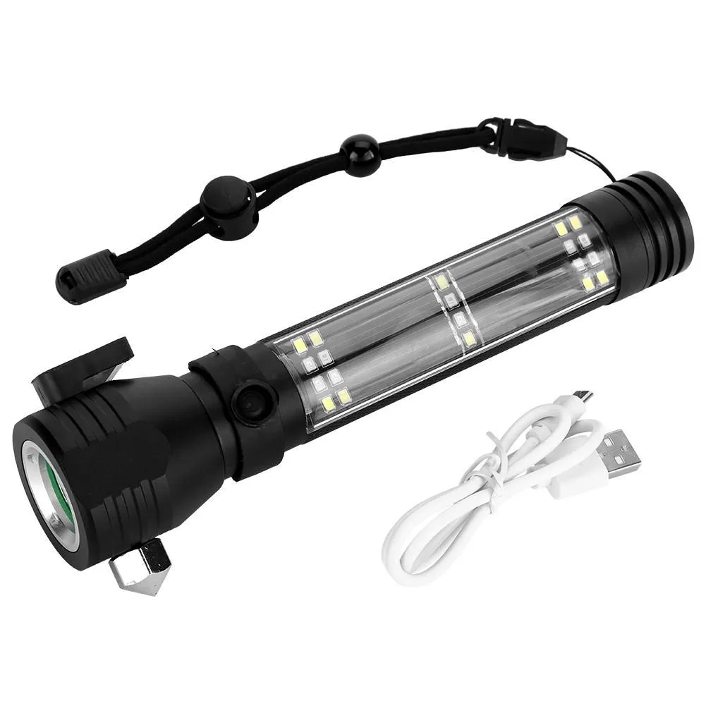 10 in 1 Rechargeable Solar Power LED Flashlight Emergency Torch Window