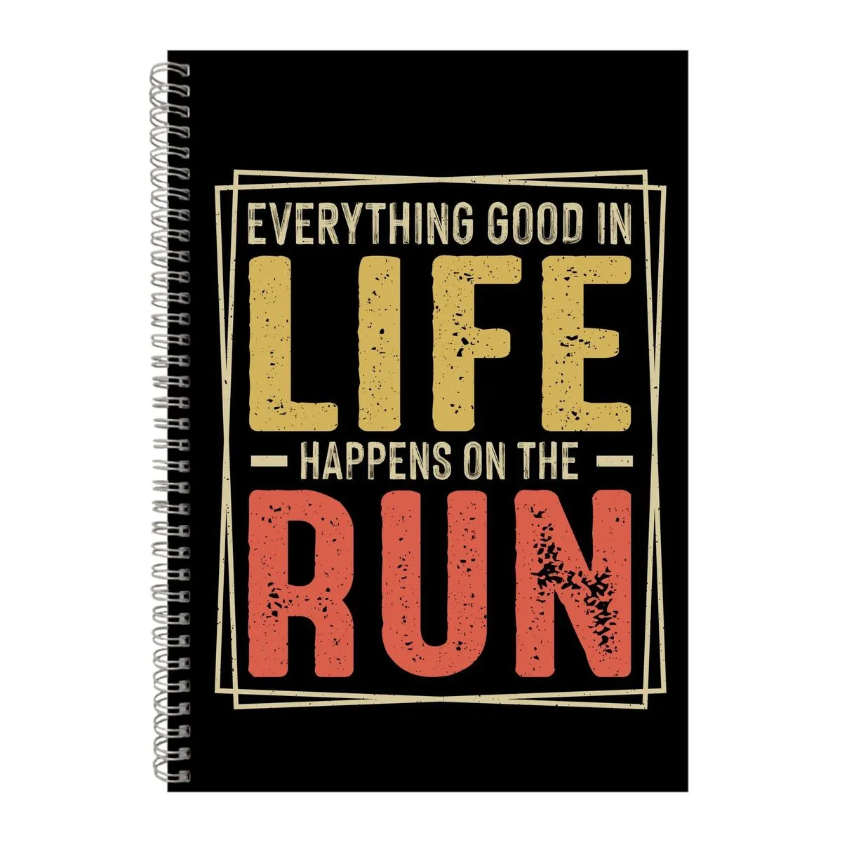 Life A4 Notebook Spiral and Lined Running Graphic Saying Notepad Present178