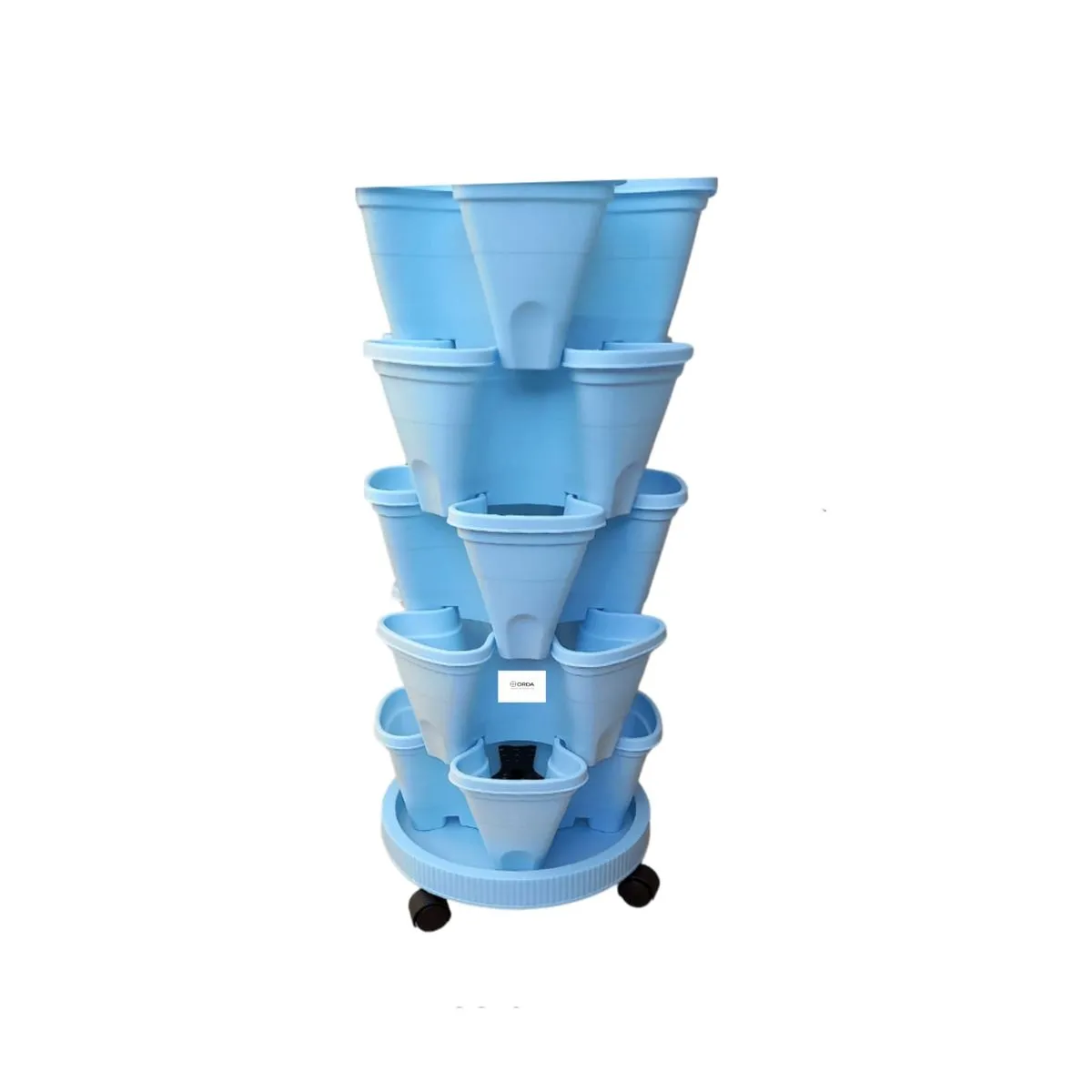 5-Tier Flower Pots Strawberry Herbs Vegetable Garden Stackable Planter Pot - Blue