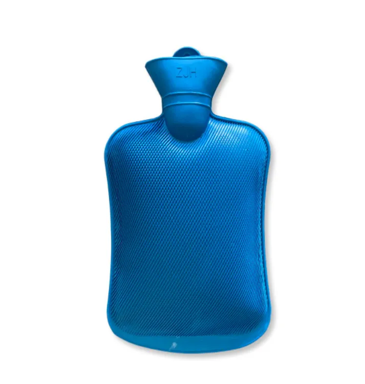 2L Rubber Ribbed Hot Water Bottle - Blue