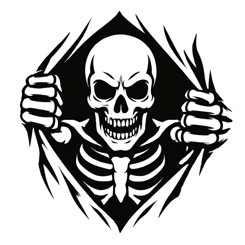 Ripped Skull Vinyl Decal - Skeleton Sticker for Cars, Trucks & Walls - Black