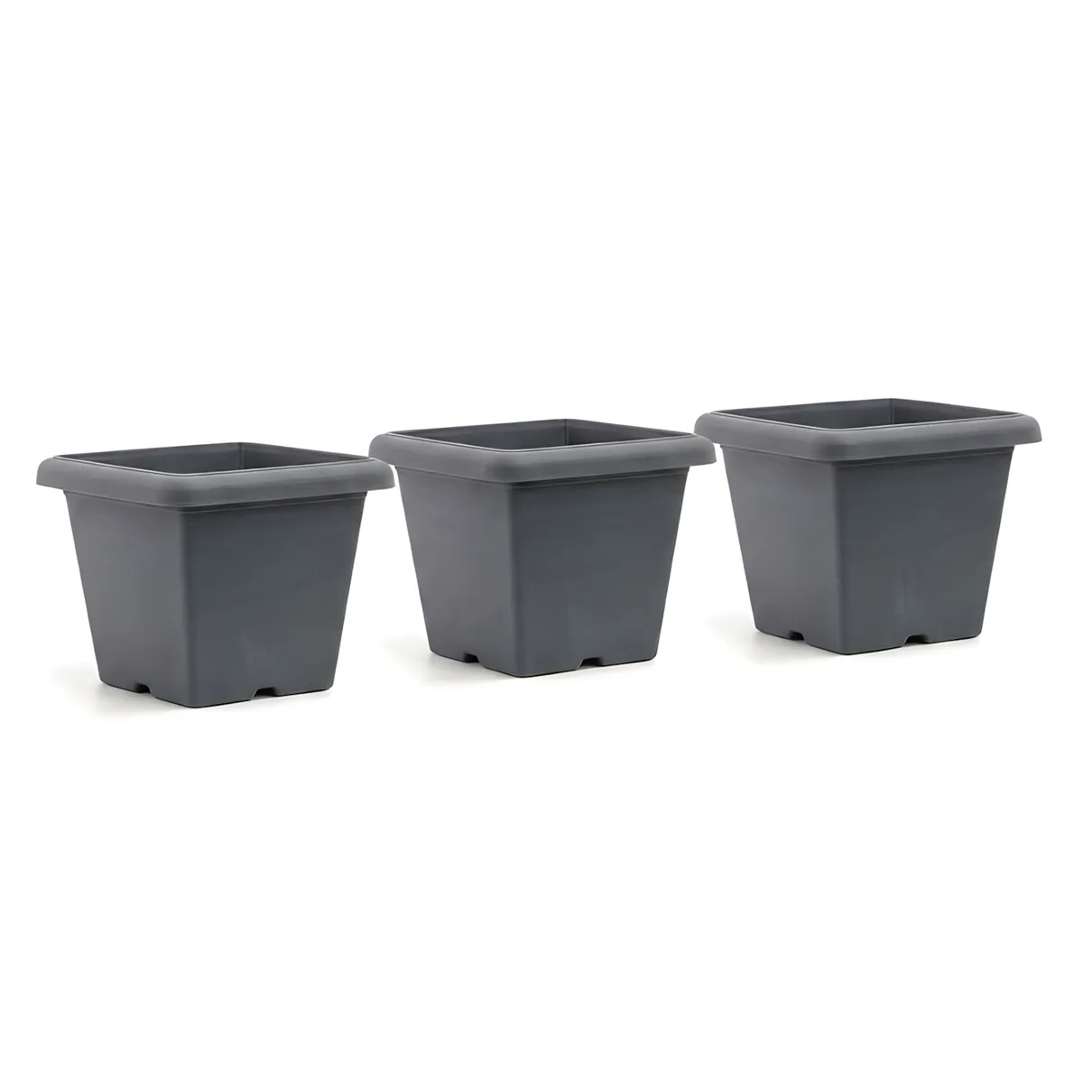 3-piece 16.2Cm Grey Square Plant Pots - Indoor Outdoor Planters