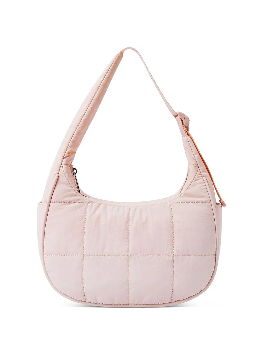 Women Large Nylon DownUnderarm Bag Solid ColorVersatile Shoulder Handbag