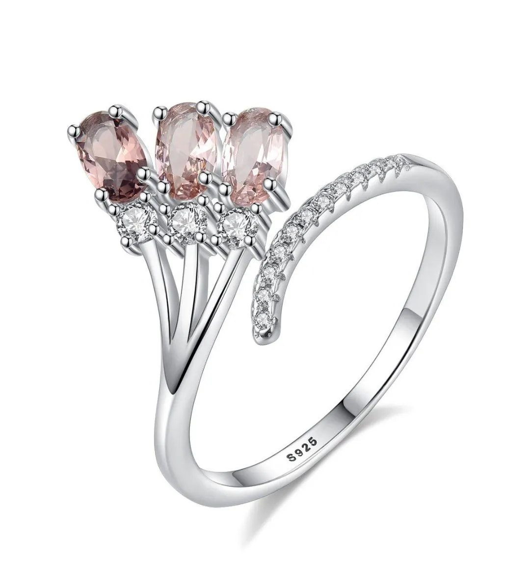 Three-Graces 925 Sterling Silver Statement Ring for Women