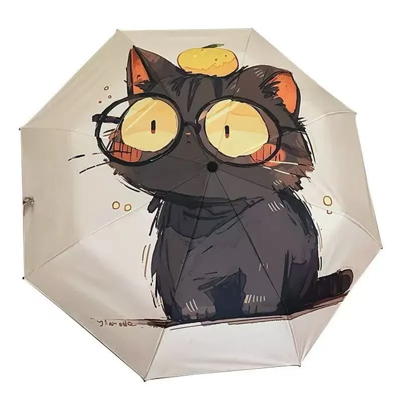 Lucky Lucky Orange Cat Sunny Rain Umbrella Cute Cartoon Sunscreen Umbrella