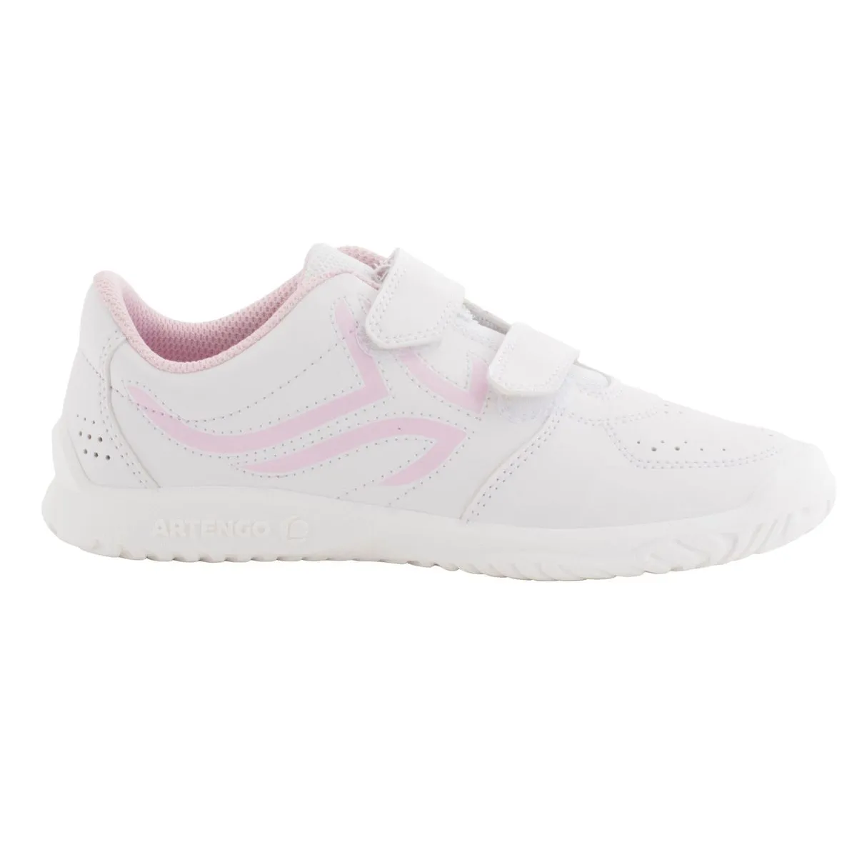 Decathlon Kids' Durable Rip-tab Shoes, TS100 White Pink