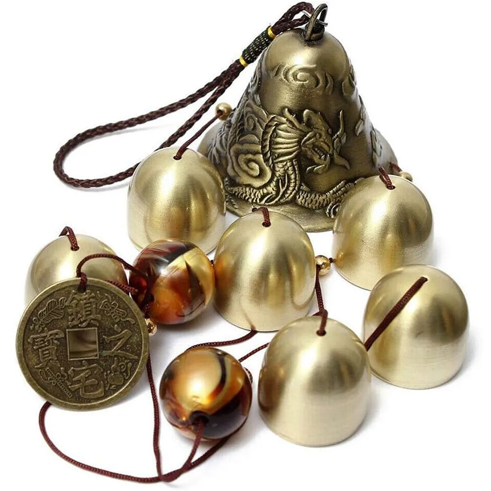 Topika - Outdoor Wind Chimes Copper Alloy, 6 Bells, Feng Shui Garden Decor