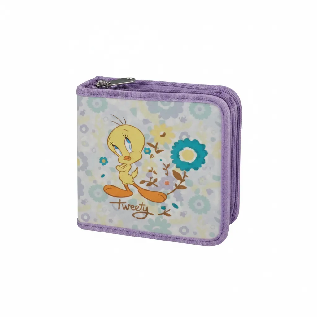 Tweety 40 CD Wallet - Purple Durable Storage for CDs