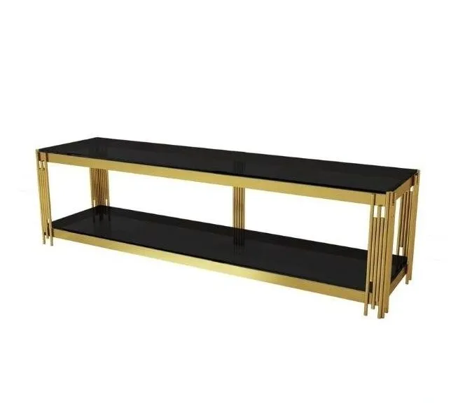 TV / Plasma Stands -Tempered Glass Top / Metal Frame - Gold, Black