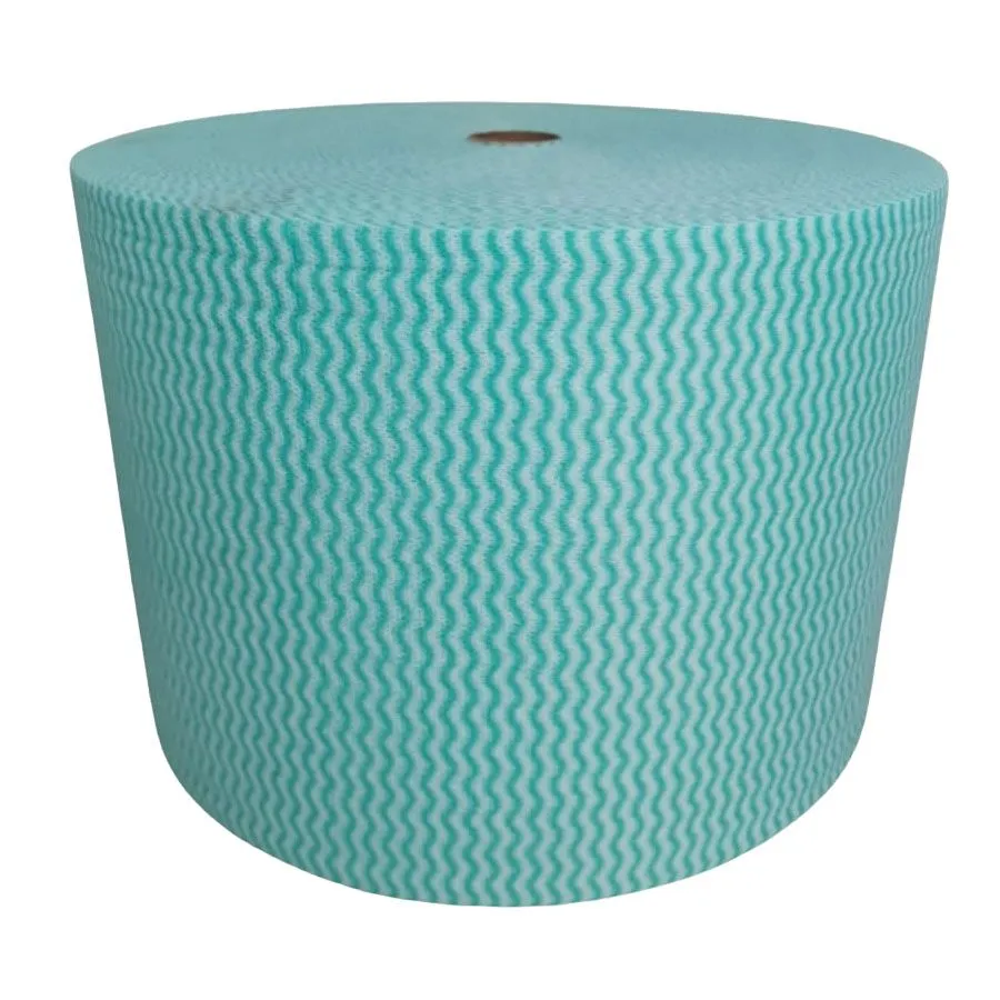 Spunlace Perforated Cleaning Wipes 40gsm - 400m Roll - Green