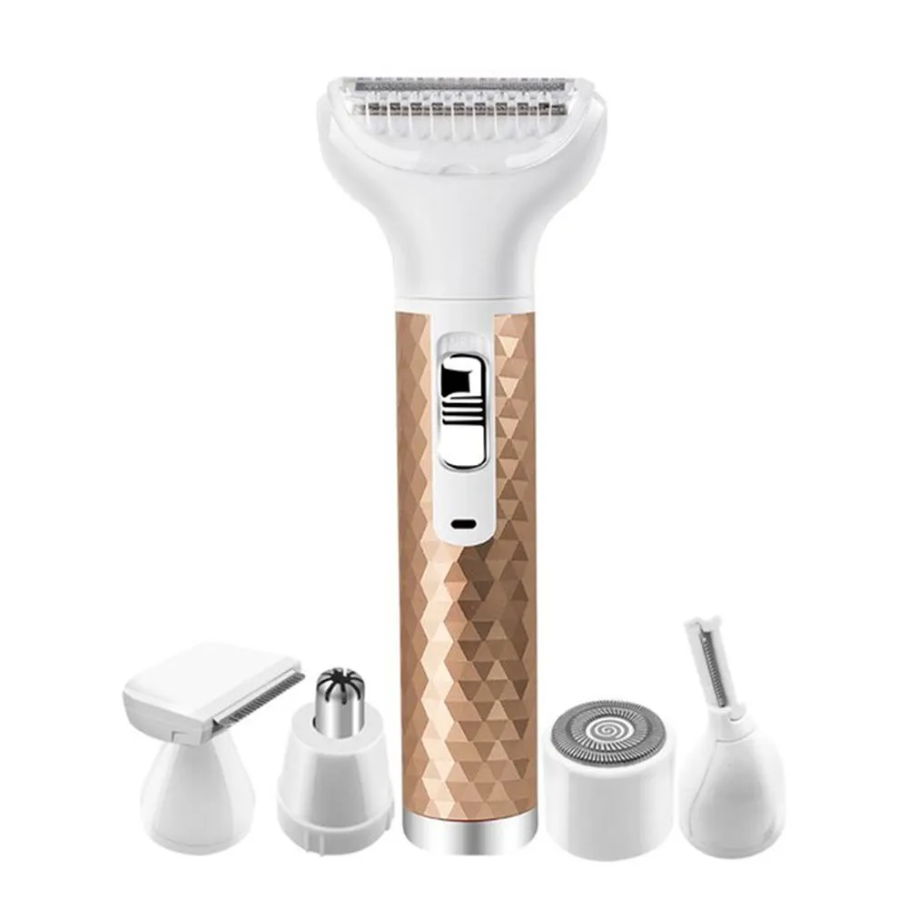 5 in 1 Hair Trimmer for Face Eyebrow Mustache Arm Leg Armpit Bikini - Gold