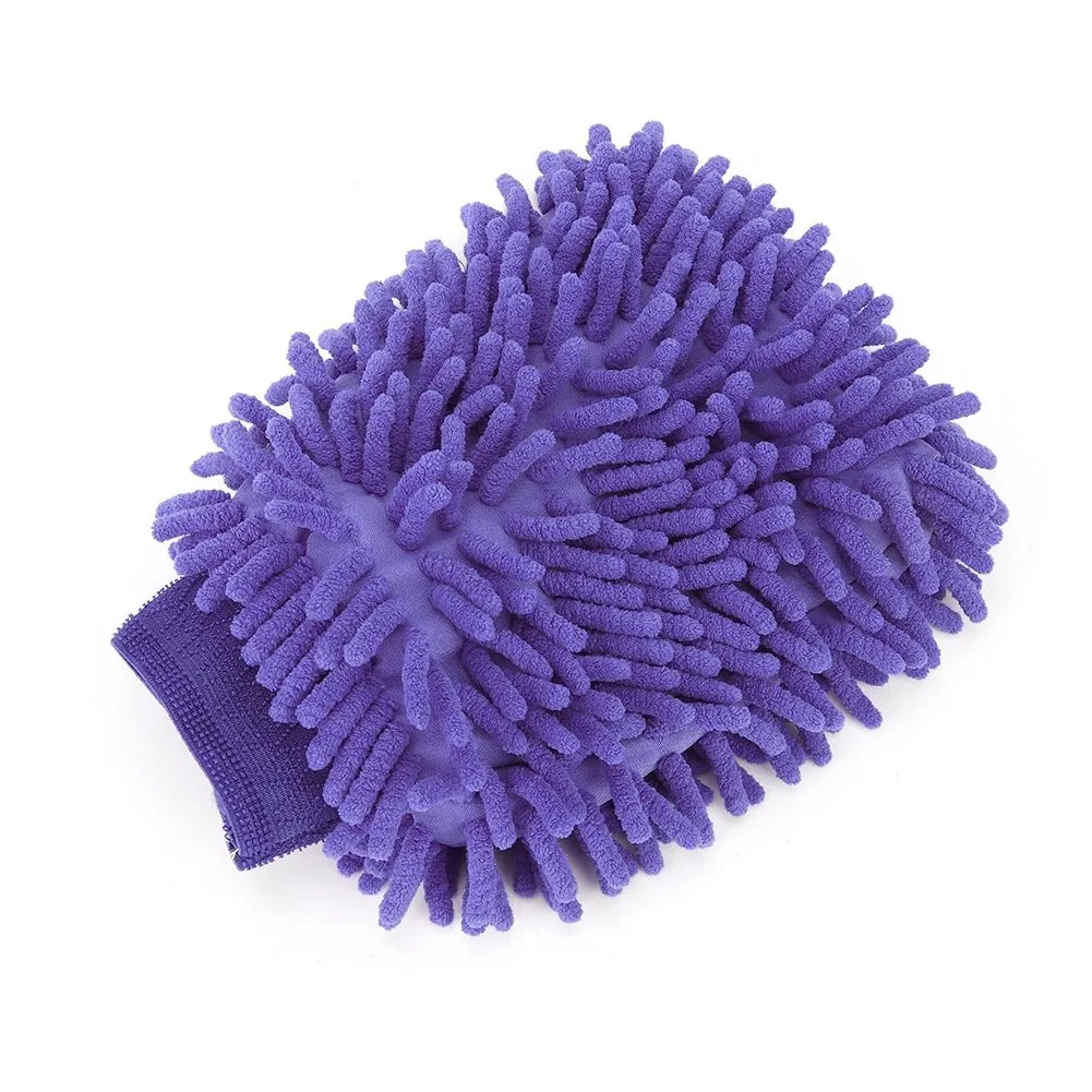 Car Cleaning Drying Gloves Window Washing Tool Purple