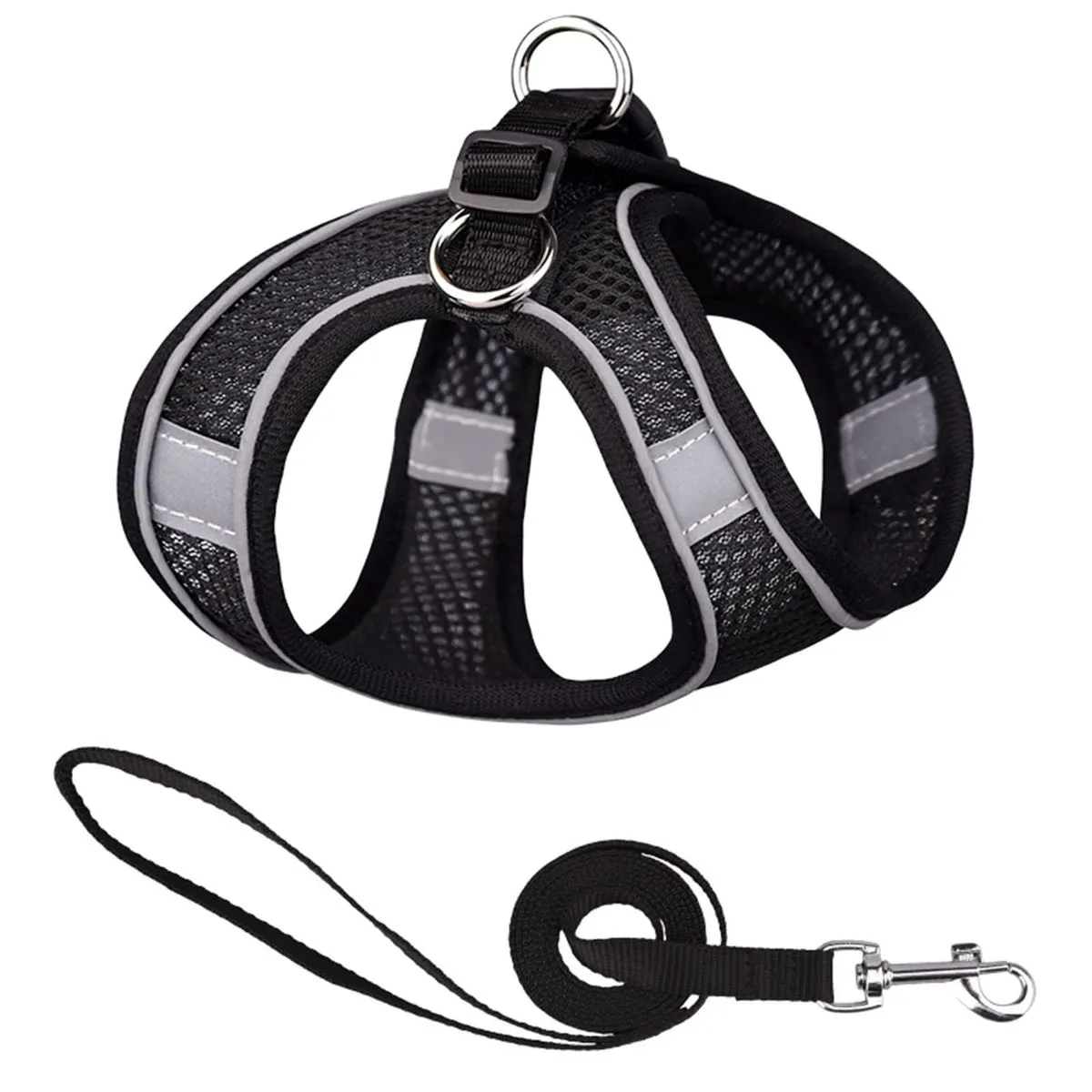 Step In Leash Set Medium Dogs Reflective No Pull Dog Harness - Black