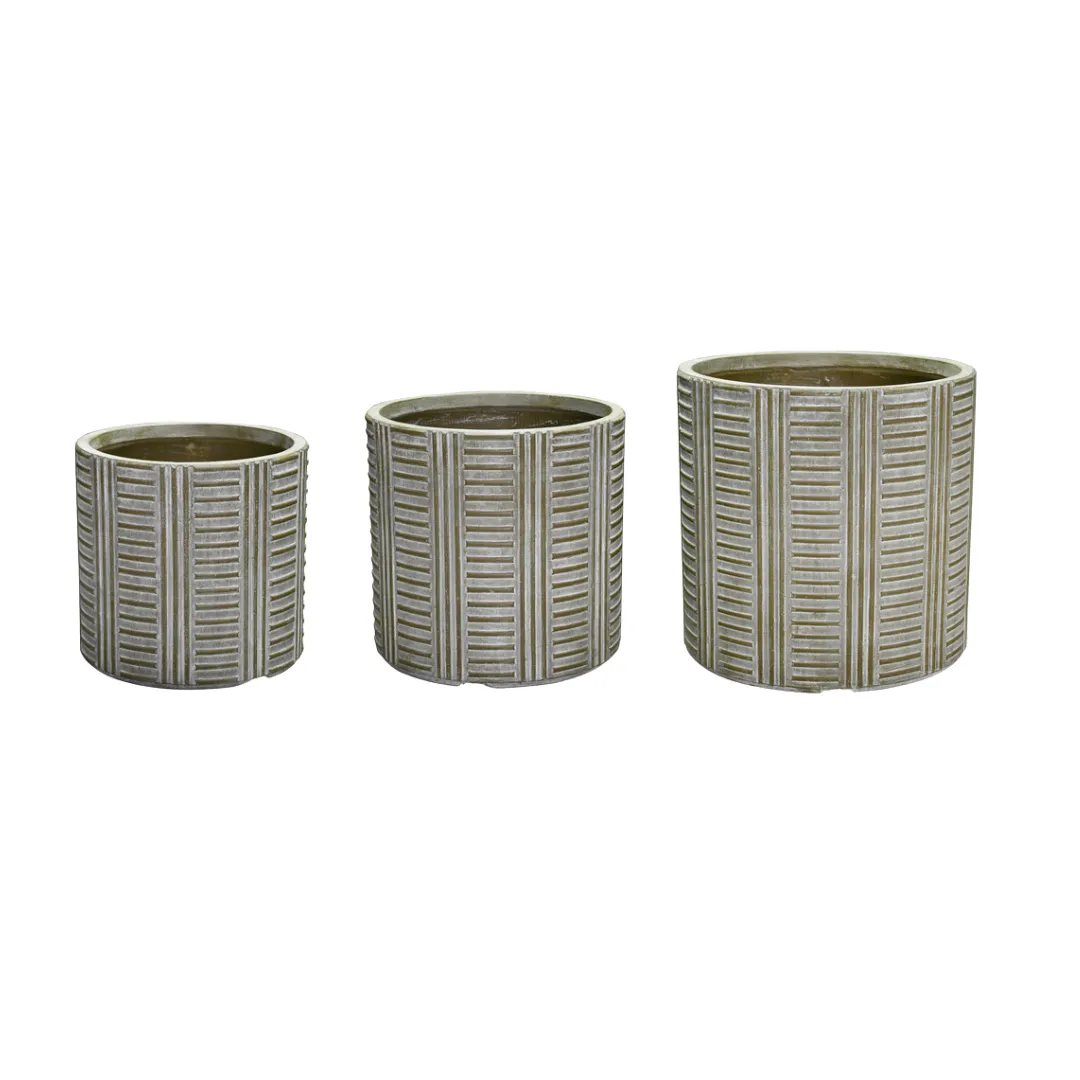 Flower Pots & Planters, Lightweight 18kg Set 3 Cylindrical Shape