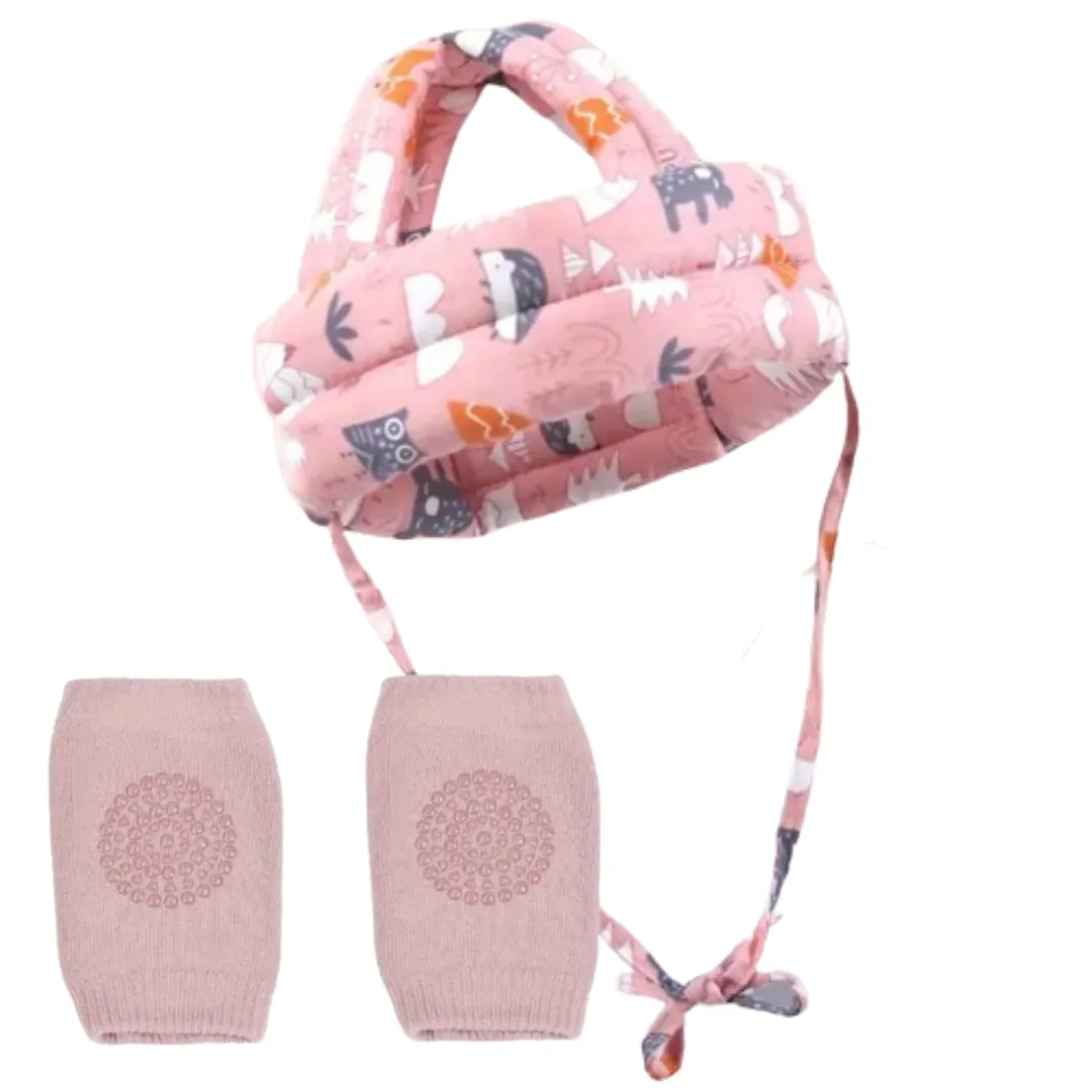 Baby Toddler Head Protective Cap & Non-Slip Knee Pads Set