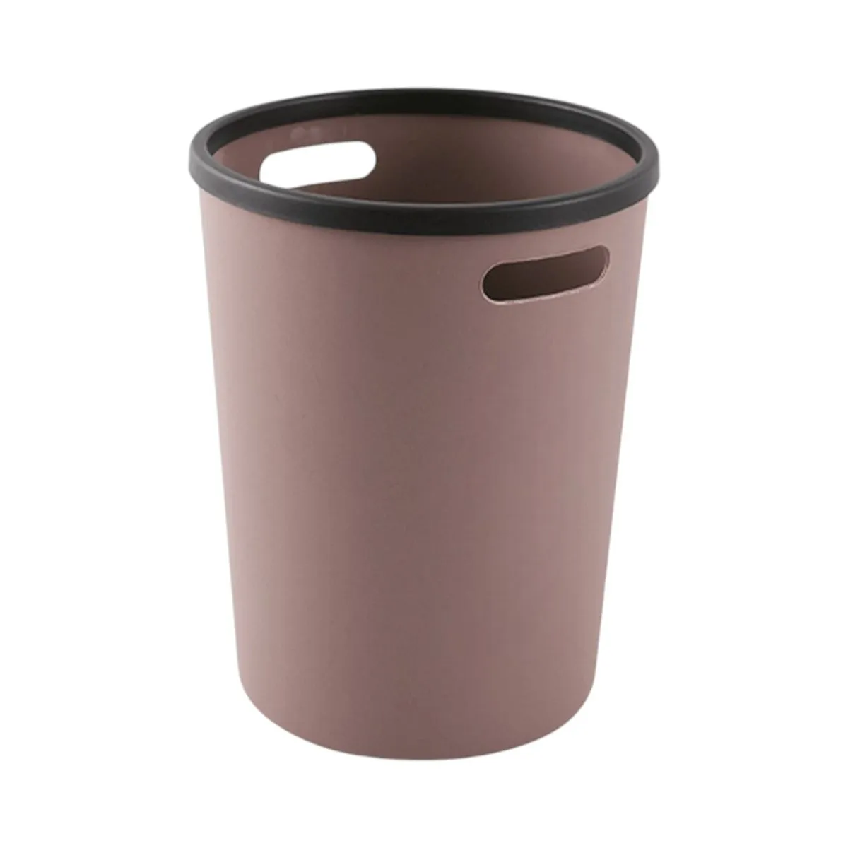 4 Pack - Large Plastic Round Waste Paper Bin - Brown