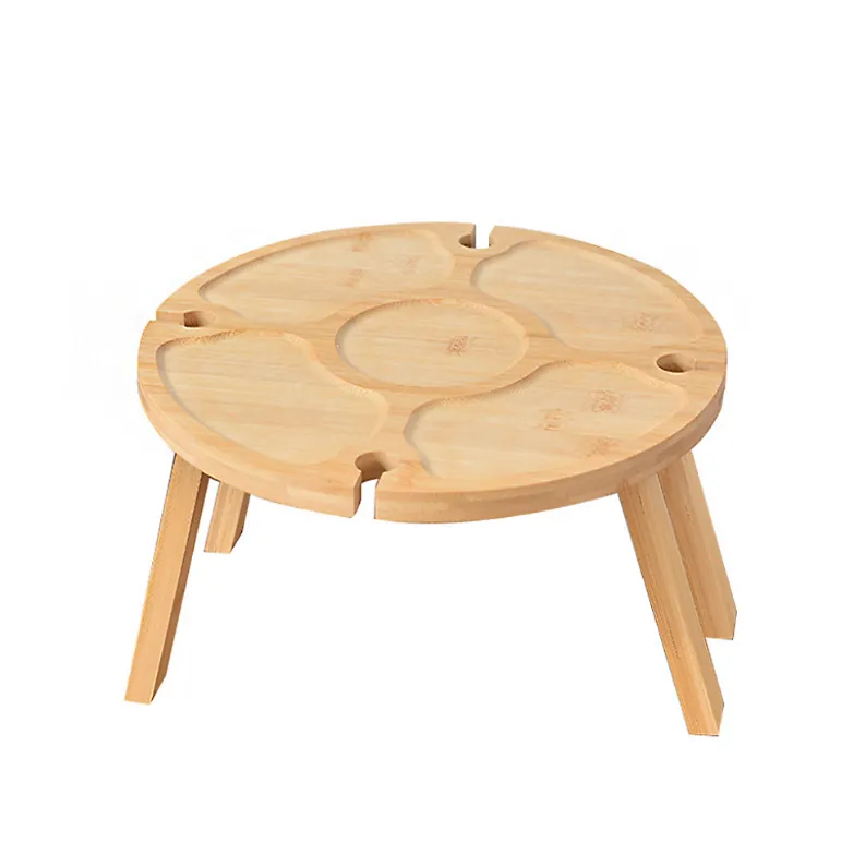 11.8 Inch Multifunctional Circular Solid Wood Folding Tray