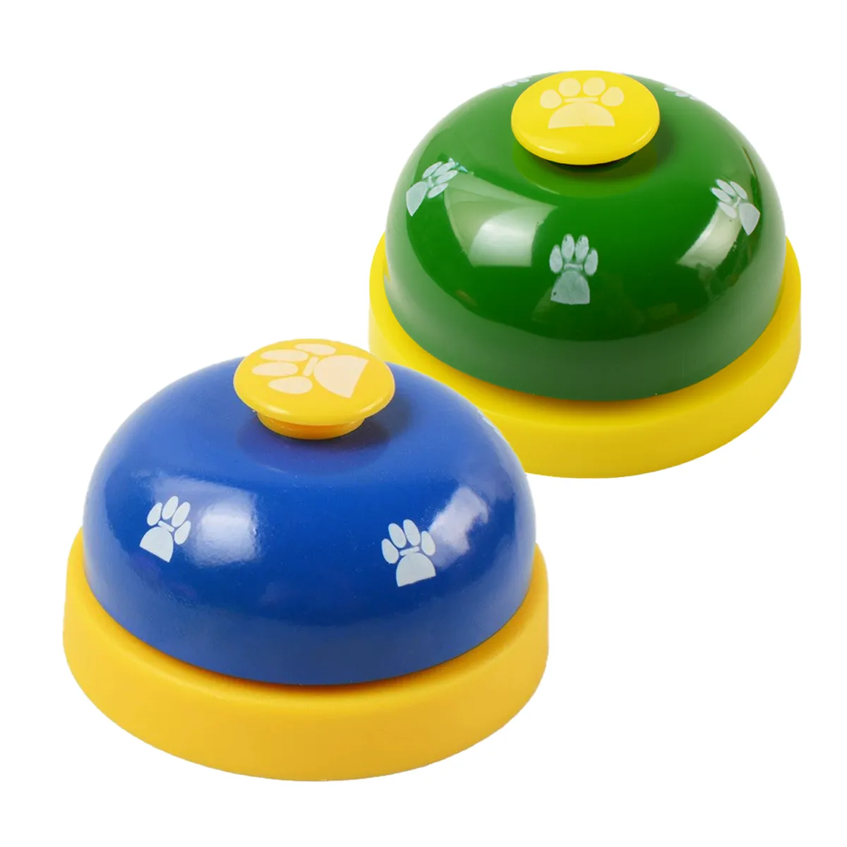 2pc 7cm Pet Training Bells Blue+Green Metal Ringers w/Non-Slip Base Dog Cat