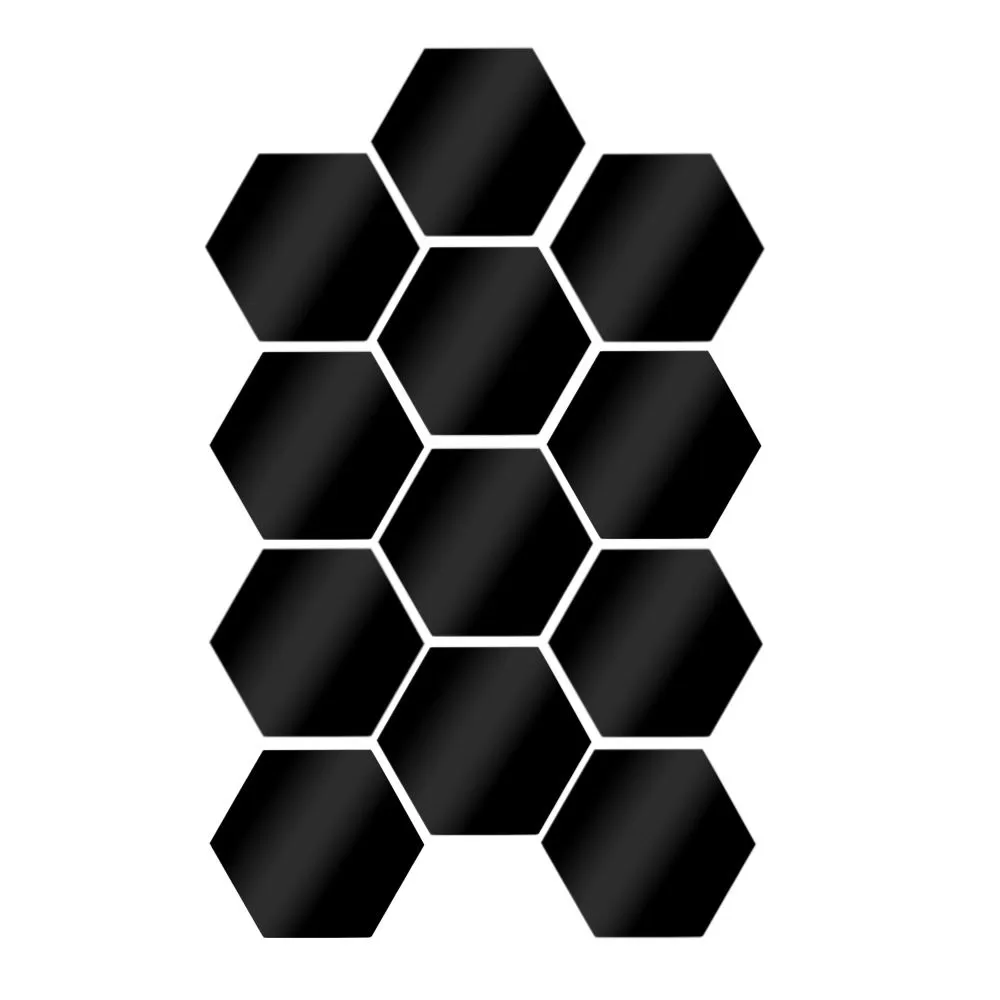 Home Decor Honeycomb Hexagon Self-Adhesive Mosaic Tile Set of 12 - 20cm - Black