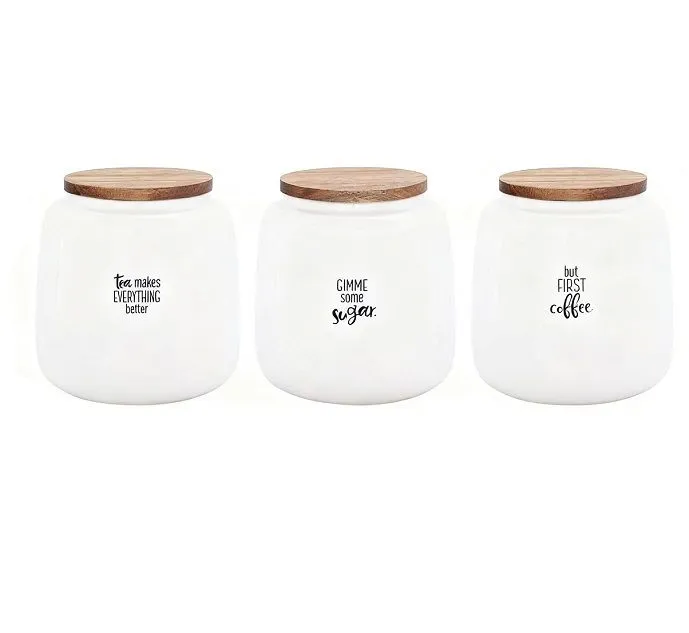 Elegant Ceramic Kitchen Storage Canisters - Set of 3