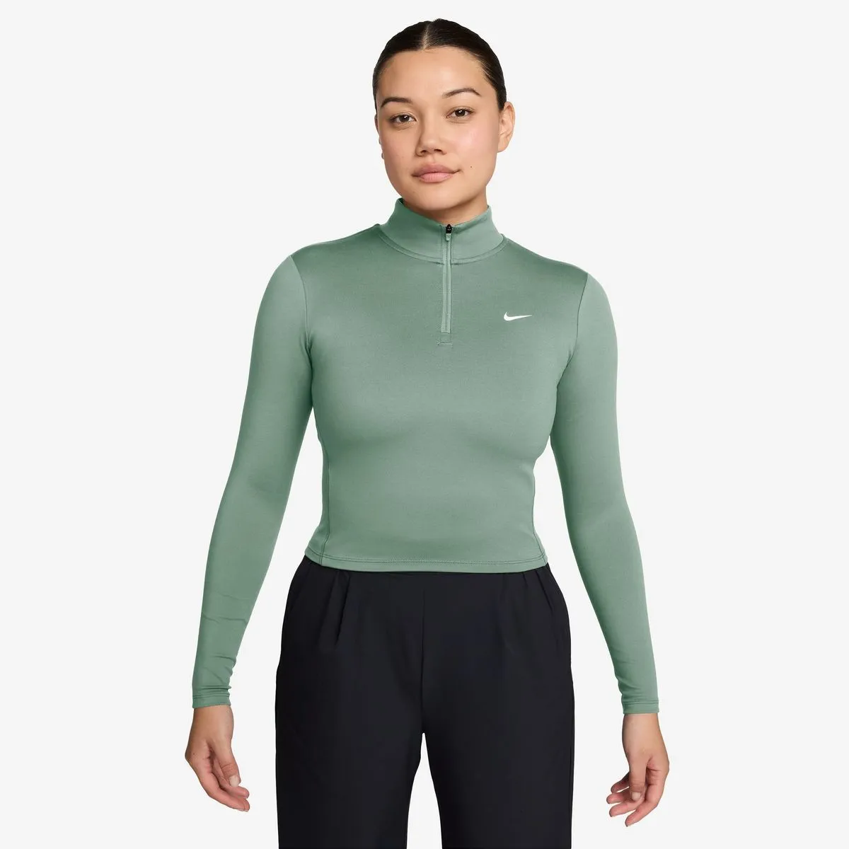 Nike Women's One Fitted Dri-FIT 1/4-Zip Mid Layer - Steam/White