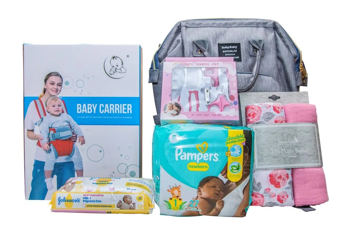 Newborn Baby Gift Set with Pampers - Flower Print