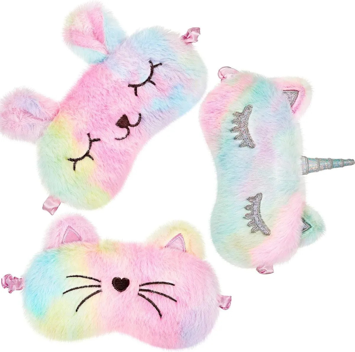 Sleep Masks for Kids - Plush Sleeping Eye Cover - Soft Eye Blindfold Cover - 3 Piece Set