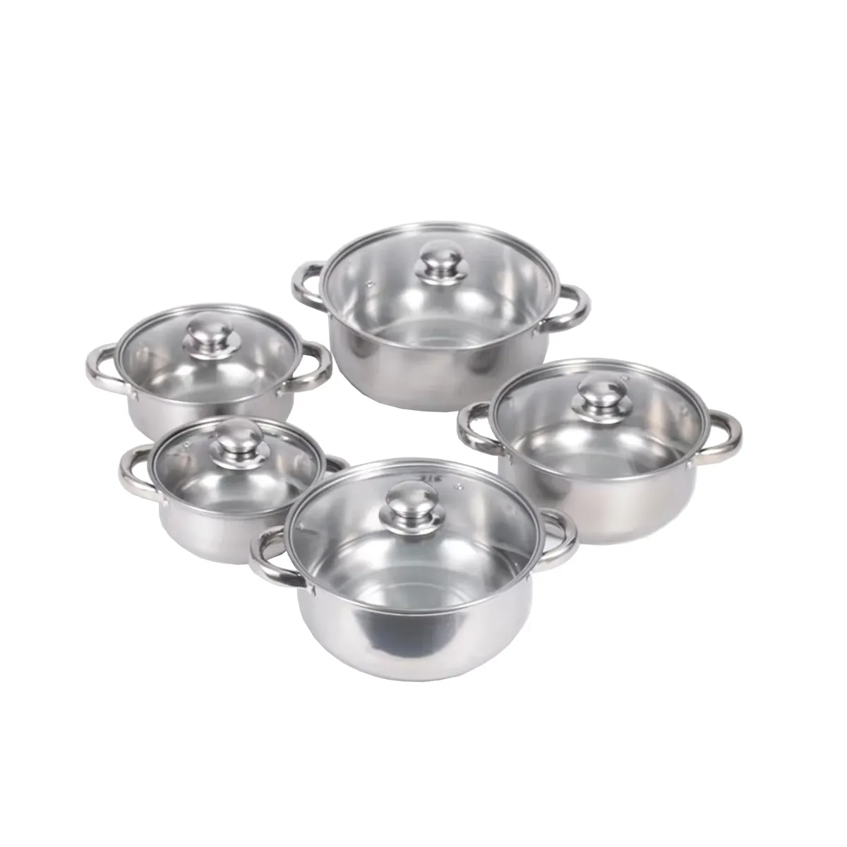 Silver Stainless steel pots 10 Pieces