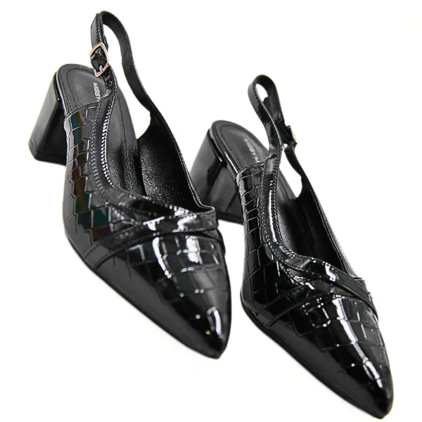 Missy Missi Ladies Slingback Block Heels Embossed