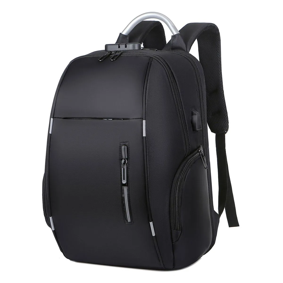 15.6inch Laptop Backpack With USB Charging Port Password Lock Travel Gift - Black