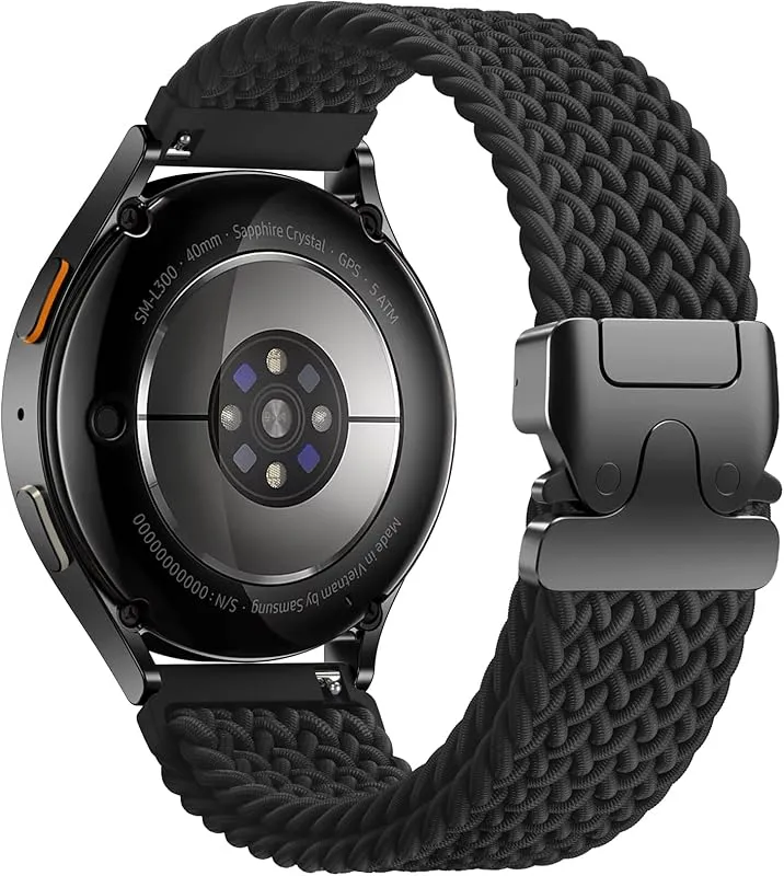 Stretchy Braided Band Compatible with Samsung Galaxy Watch 7 Band20mm - Black