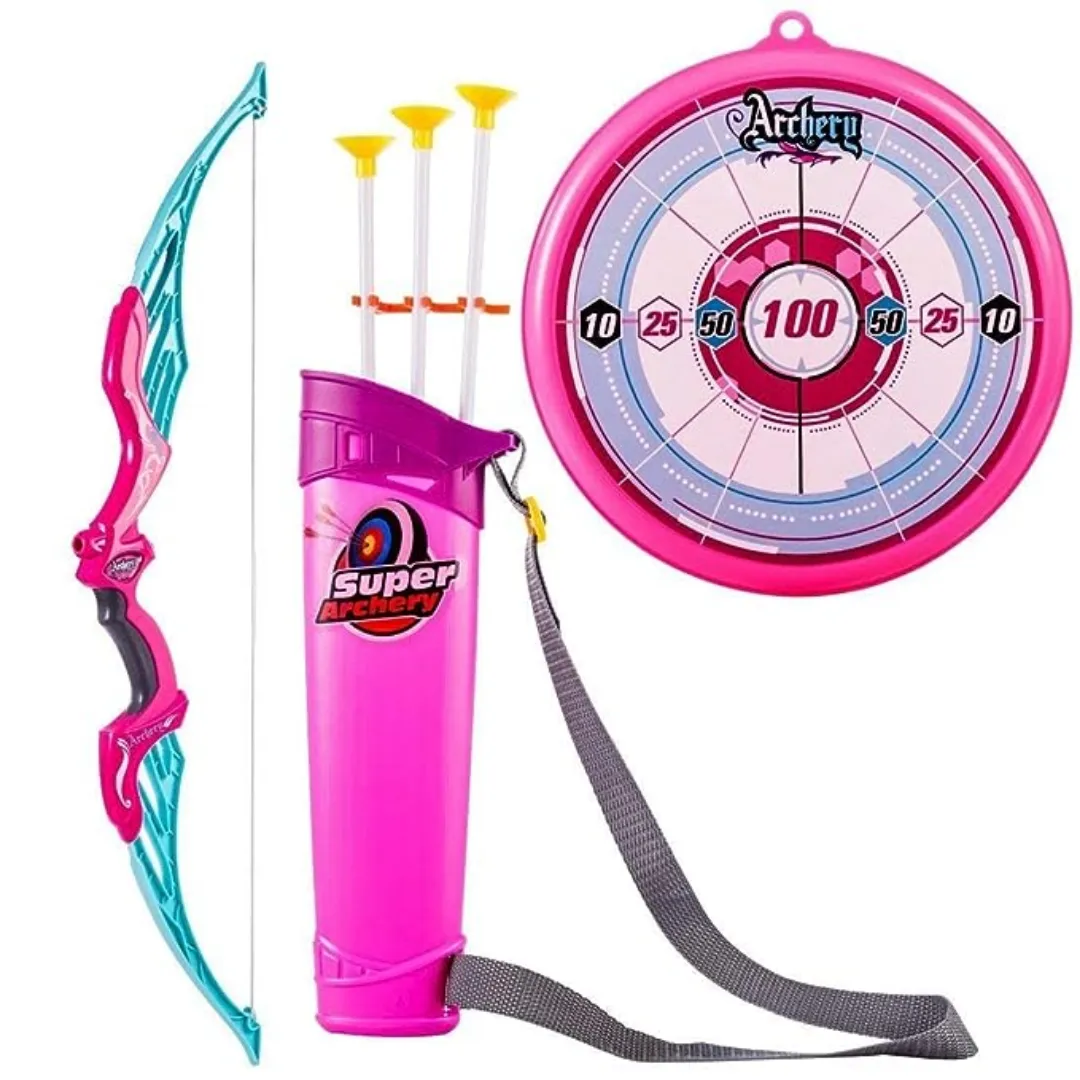 Super Archery Toy Set Big Size Heavy Bow and Arrow Set for Kids - Pink