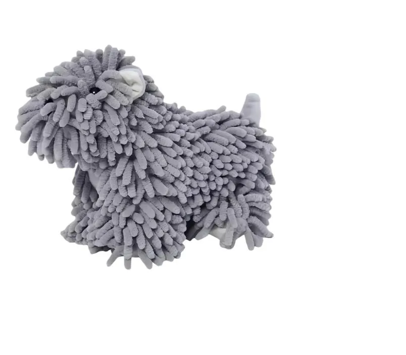 Puppy Chenille Hand Towel Soft Absorbent Grey