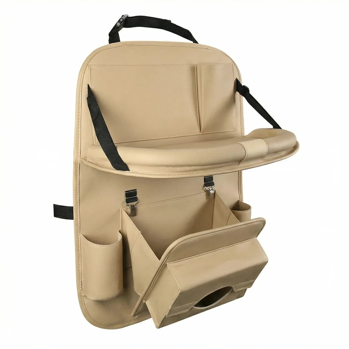 Premium Car Seat Back Organizer with Foldable Tray and Storage Pockets