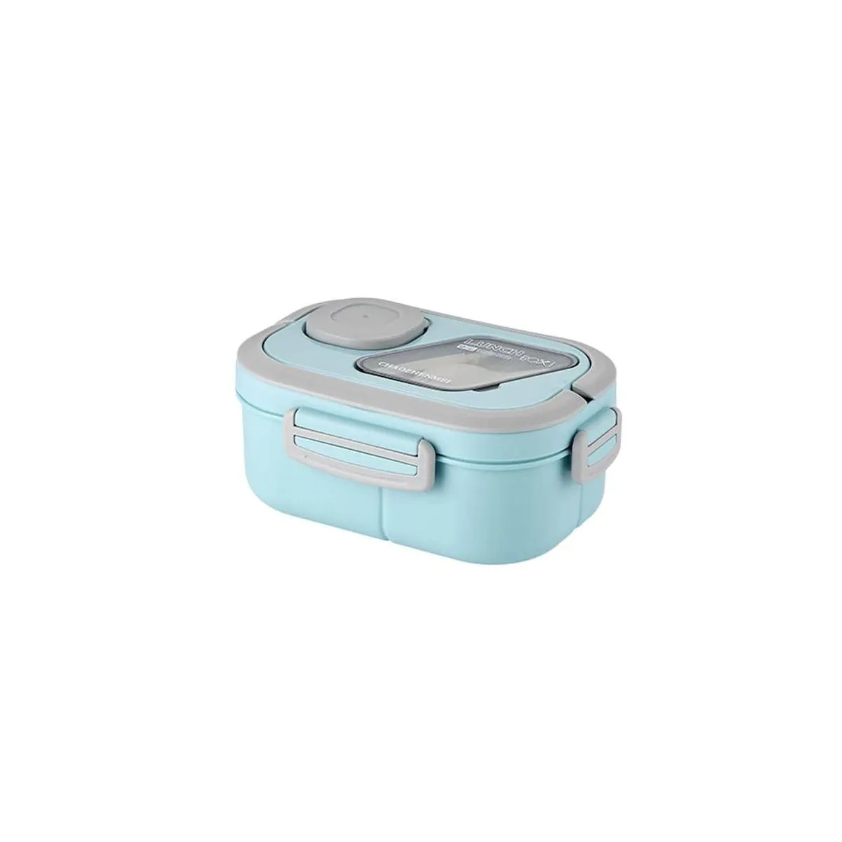 Multi-Section BPA-Free Lunch Box with Utensils and Sauce Tray - Blue