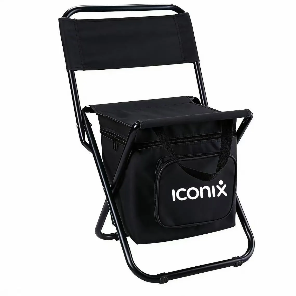 Iconix Foldable Cooler Chair for Camping, Fishing & Outdoor - Black