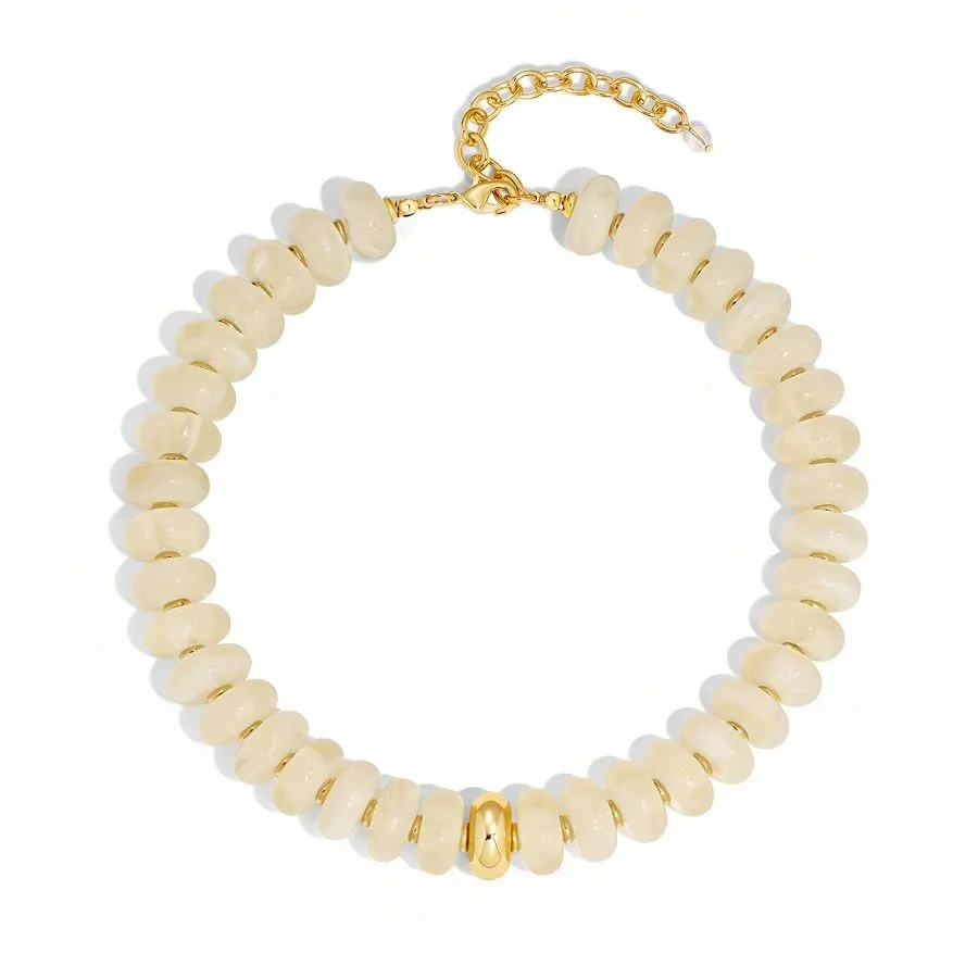 White Chunky Beaded Necklace, Rainbow Resin Statement Choker for Gift
