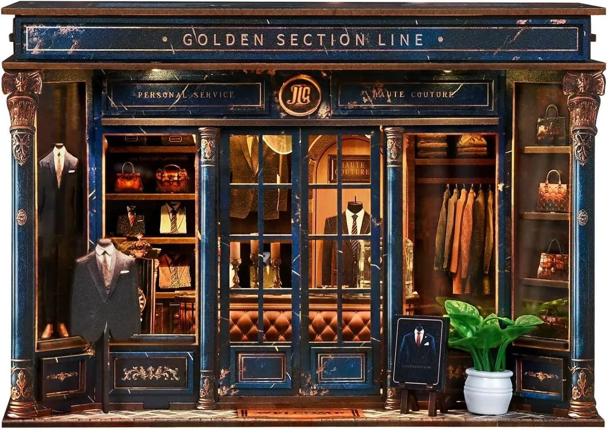 DIY Miniature Book Nook Kit - Gentleman's Clothing Store with LED