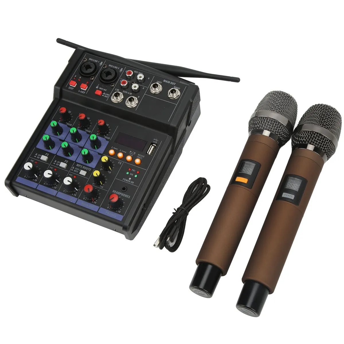 4-Channel Bluetooth Mixer With 2 Wireless Mics