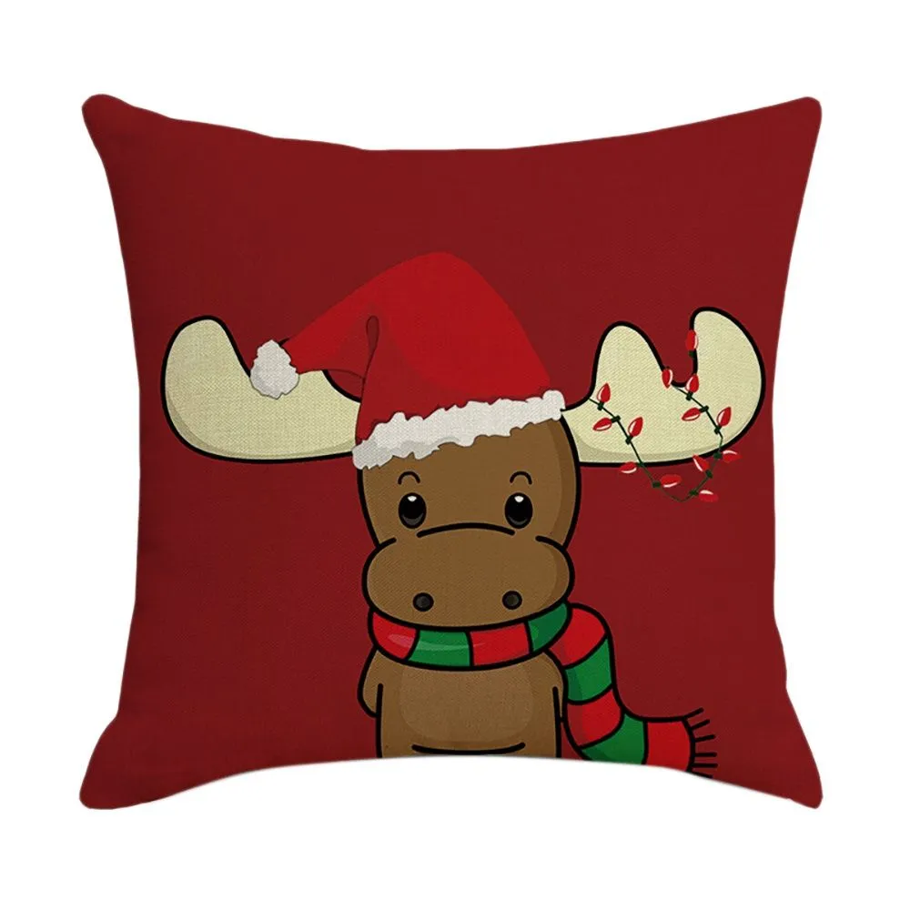 Christmas Santa Decor Linen Pillow Cases for Sofa Car Gift 45X45cm
